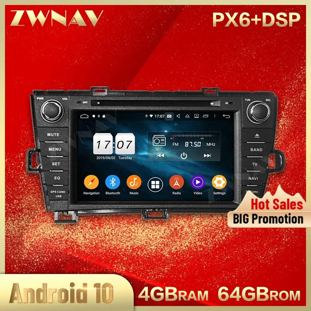 2 din Android 10 0 экран Автомобильный мультимедийный плеер для Toyota Prius RHD 2009 2015 видео WIFI