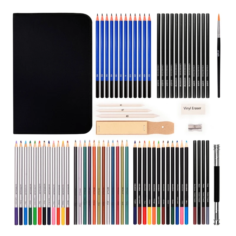 

72pcs Drawing Sketch Pencils Set Charcoal Colored Pen Eraser Sharpener Extender Kit for Art Students