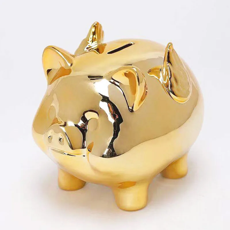 

Ceramic Gold Pig Piggy Bank Creative Cute Creative Home Decoration Money Bank for Kids Coin Box Money Box Piggy Bank Stopper