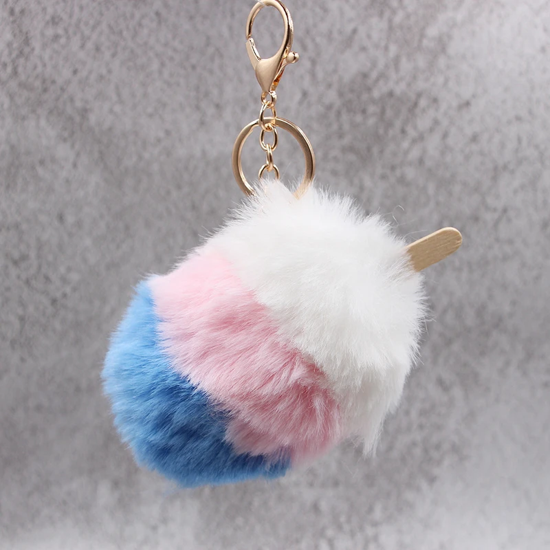 Модное кольцо для ключей с милым мороженым многоцветная плюшевая цепочка