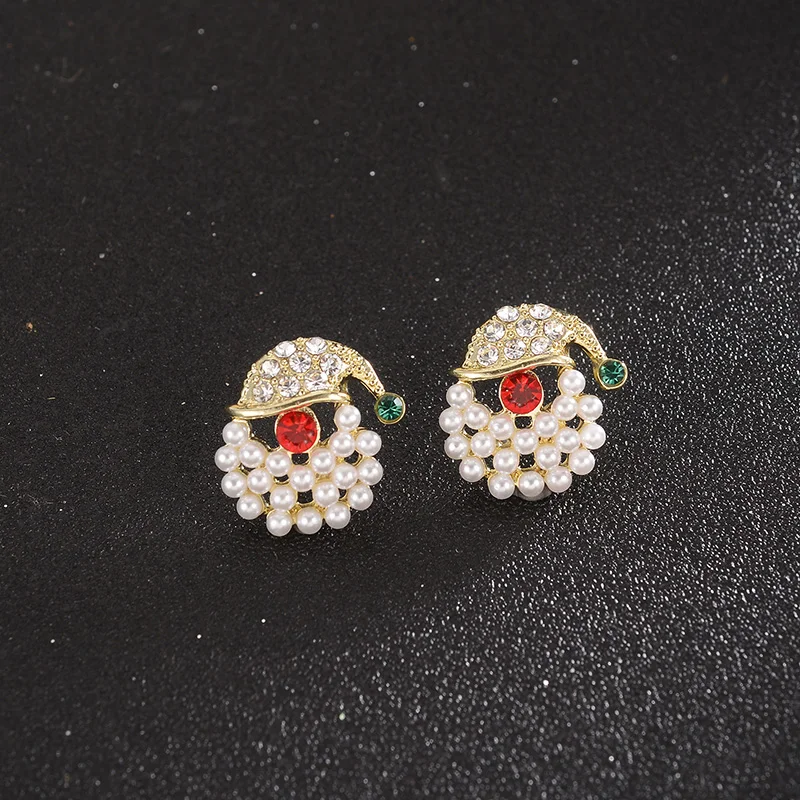 

Dorado New Fashion Christmas Gift Shiny Zircon Crystal Santa Hat Shape Stud Earrings For Women Girl Bohemia Pearl Jewelry 2021