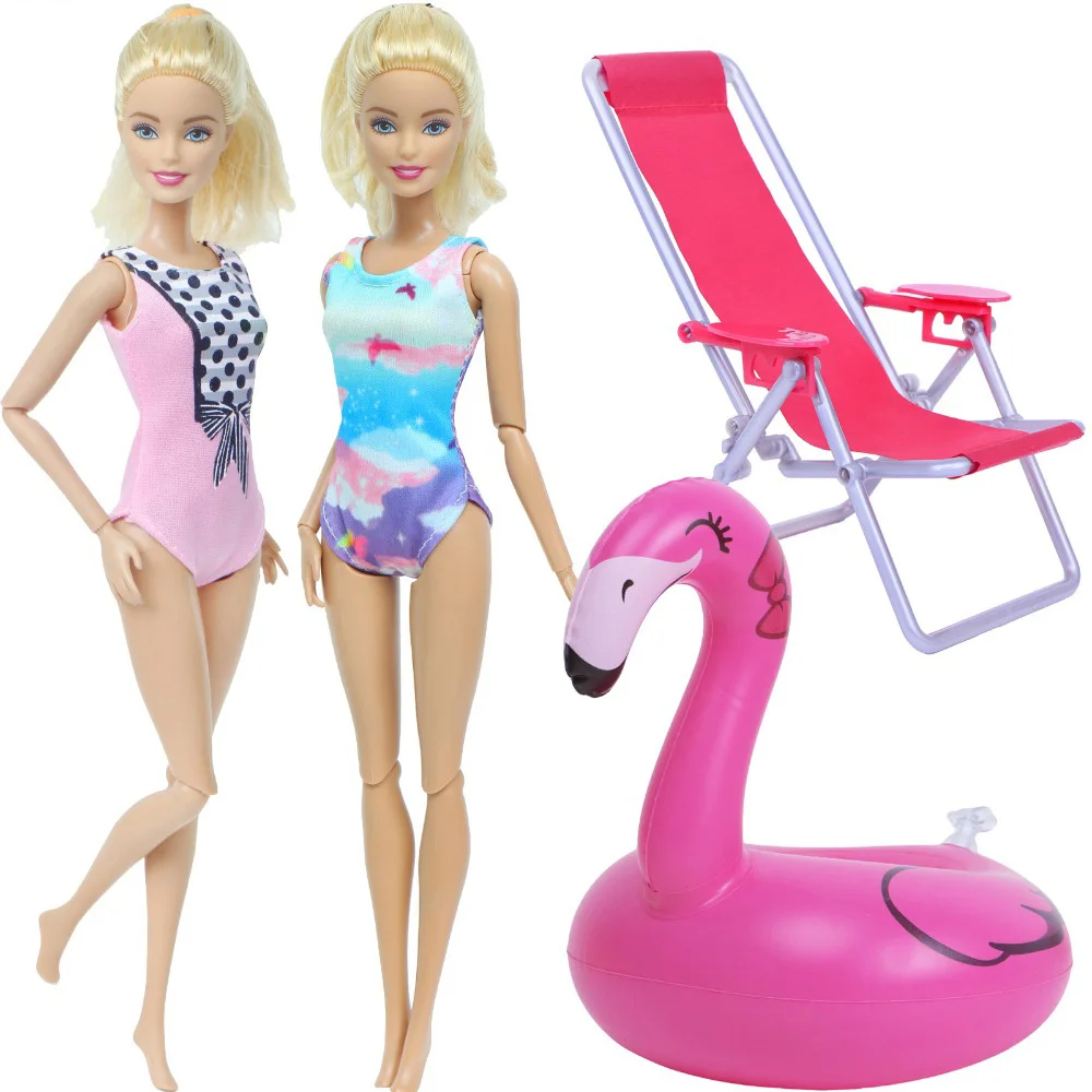 Куклы-Барби Одежда Аксессуары 3 шт = 1xSwimwear бикини + 1x пляжное кресло 1xSwim кольцо для
