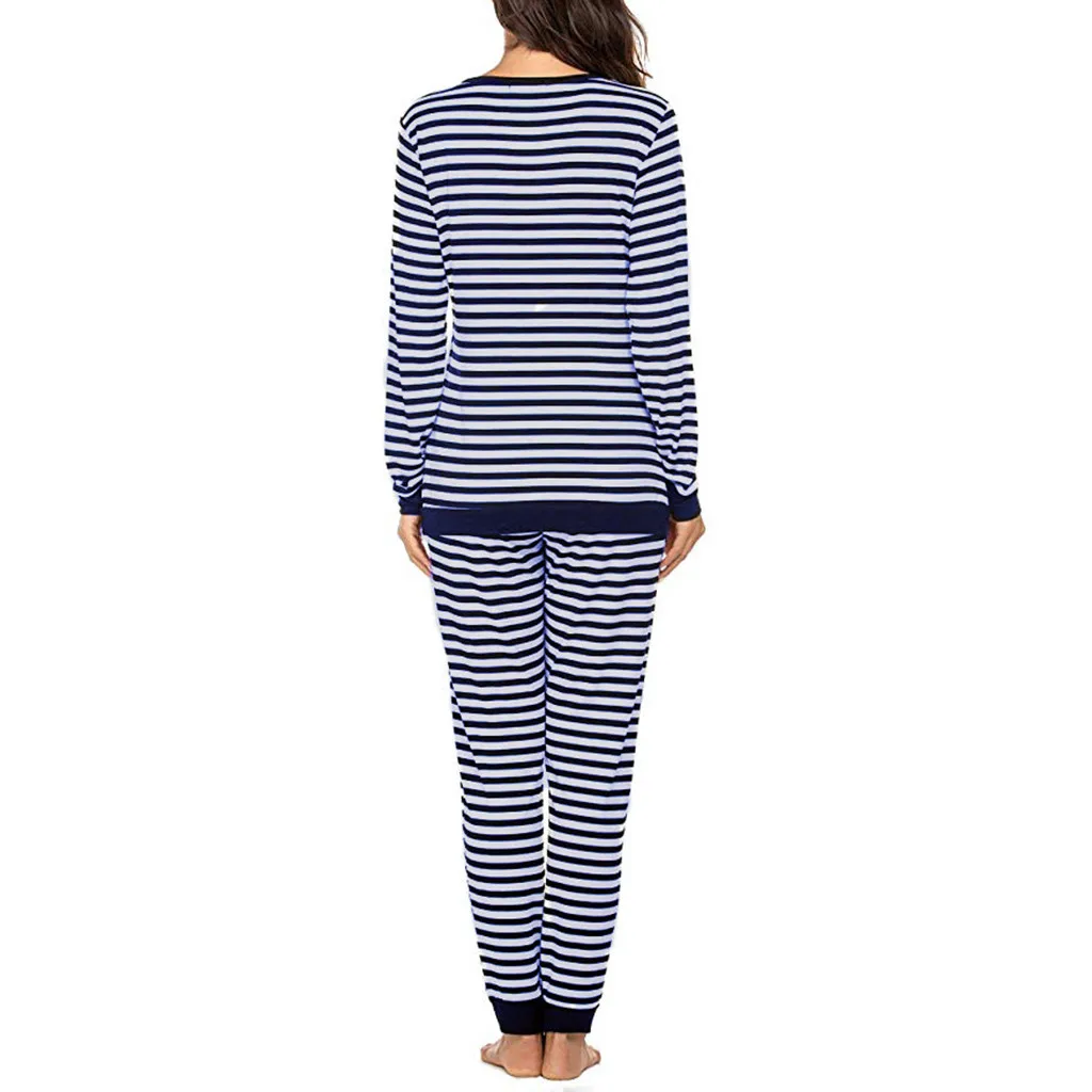 

2021 Maternity Nightwear Women Maternity Sets Long Sleeve Nursing T-shirt Tops+striped Pants Pajamas Set Suit Pijama Embarazo