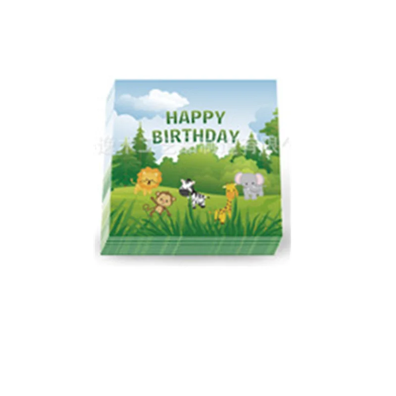 tissue 20pcs День рождения украшения Дети Джунгли животных окружающей среды Бумага одноразовые посуда тарелка чашки шар украшения принадлежности - Цвет: tissue 20pcs