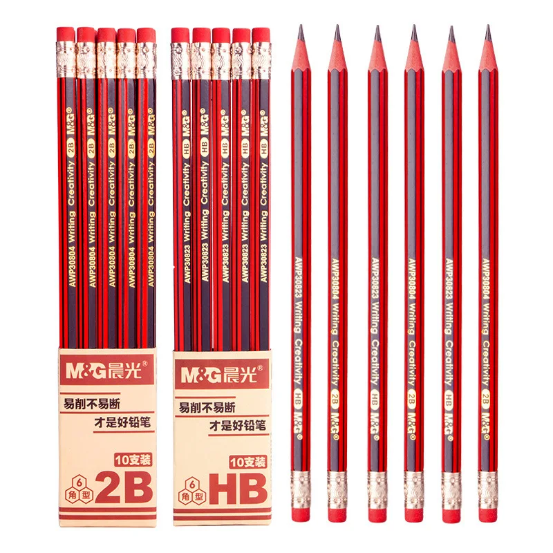M & G деревянный карандаш для студентов, используется 2B HB для написания шестиугольного специального эскиза, детский карандаш для рисования, к...
