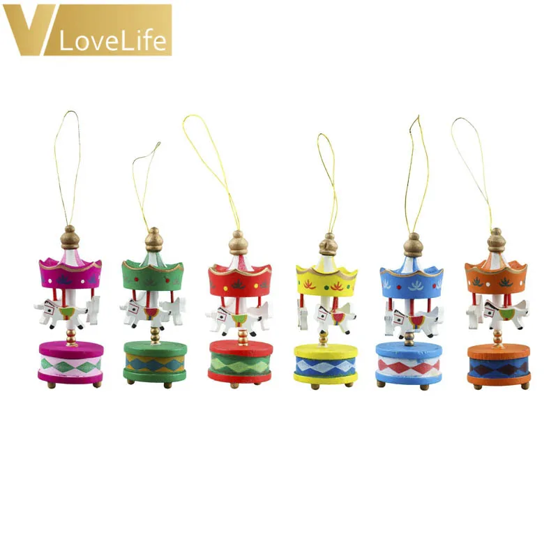 6 шт. Рождественская деревянная лошадь Карусель елочные украшения