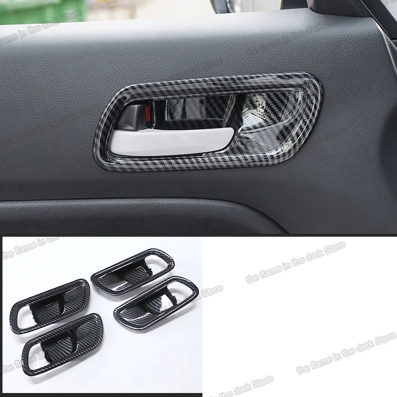 

Lsrtw2017 carbon fiber abs car interior door bowl handle frame trims for honda fit 2020 2021 accessories chrome decoration
