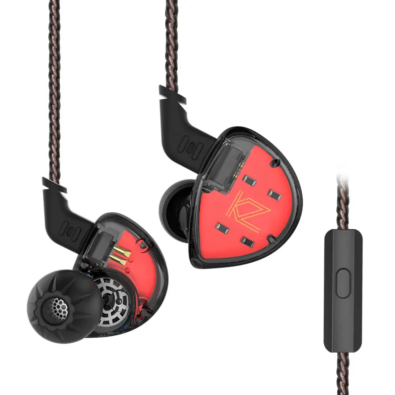 Black with mic KZ ES4 сбалансированная арматура с динамическим наушником-вкладышем BA драйвер шумоподавление гарнитура с микрофоном KZ AS10 ZS5 ZS6 ZS10 BA10 - Цвет: Black with mic