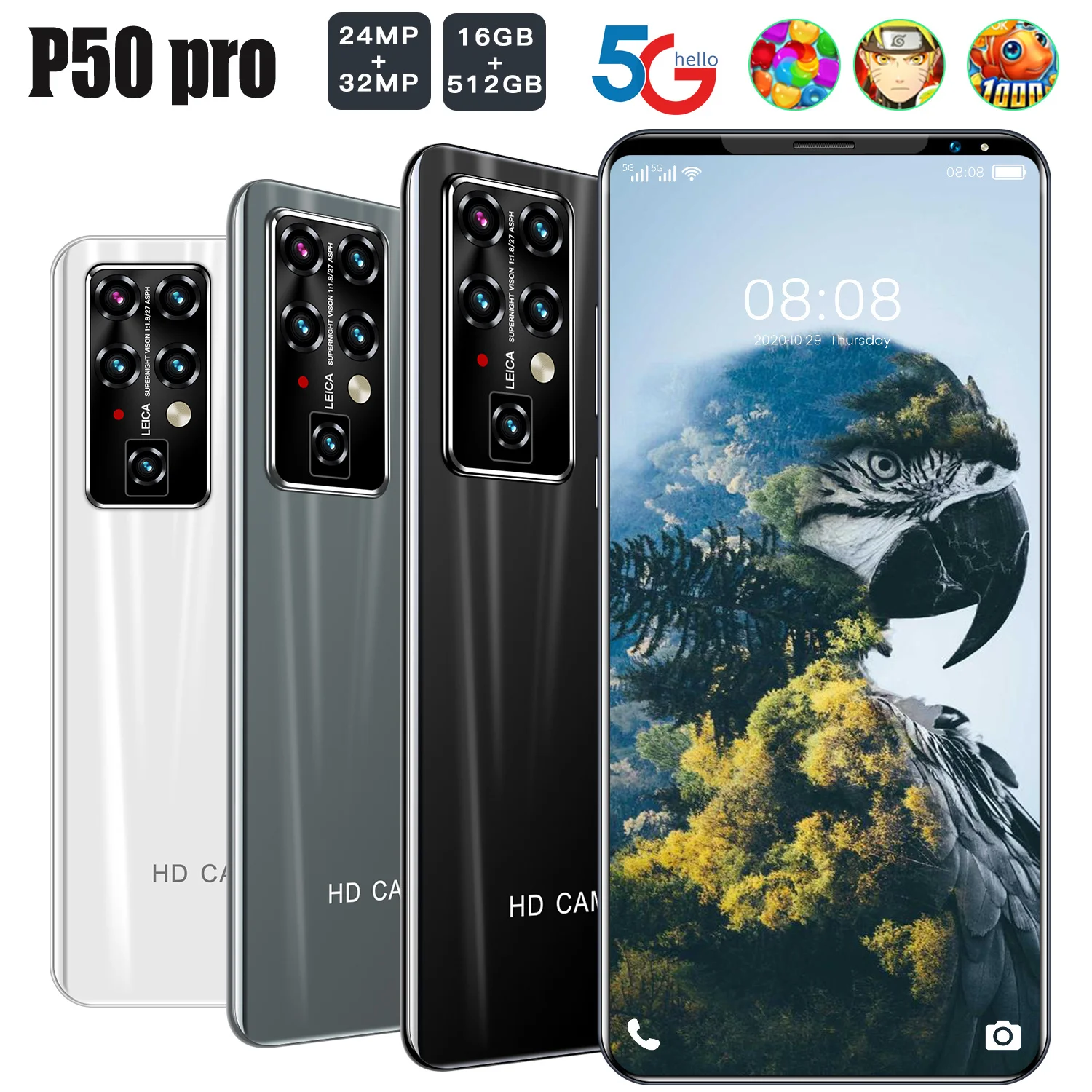 

Smartphone 5600mAh Sansumg HUAWE P50 PRO 5G Snapdragon888 4G/5G LTE Cellphone Free Shipping 24+21MP Camera Dual SIM Mobile Phone