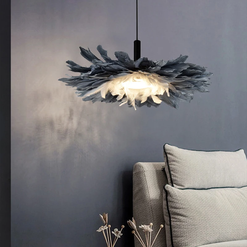 Перьевая люстра в скандинавском стиле ins перьевая лампа теплая детская для