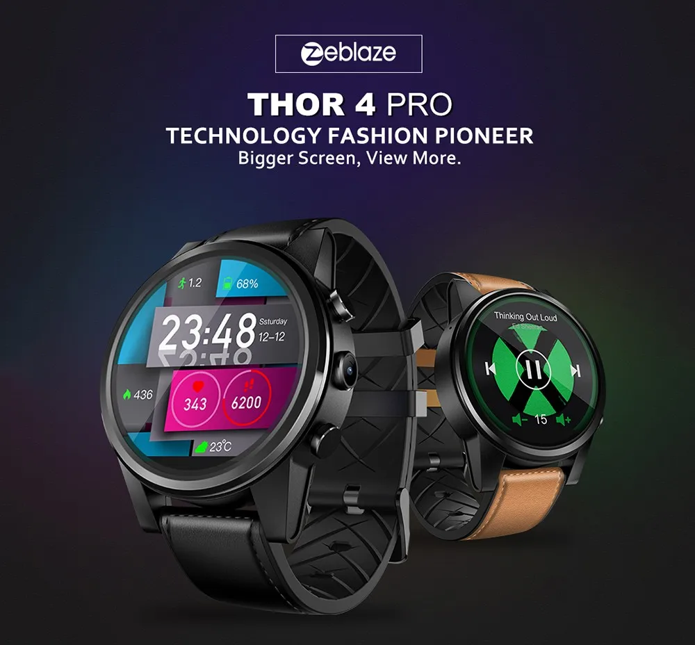 Zeblaze THOR 4 PRO 4G Смарт-часы 1 6 дюйма с кристаллами GPS/GLONASS четырехъядерный 16 Гб 600 мАч