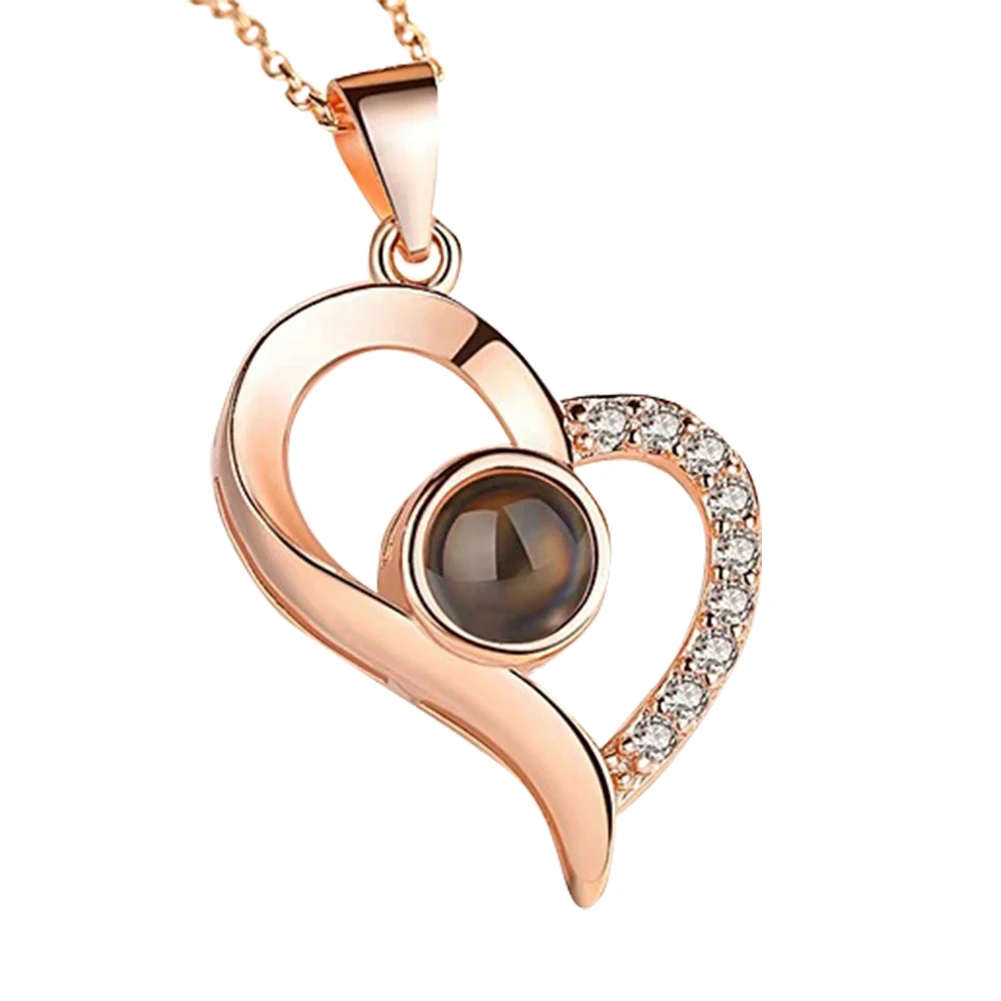 Newly I Love You in 100 Languages Necklace Projection Pendant Jewelry for Women Girlfriend VK-ING | Украшения и аксессуары