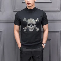 casual youth skull style hot diamond craft winter mens sweater fashion knitted t shirt high quality cashmere pullover