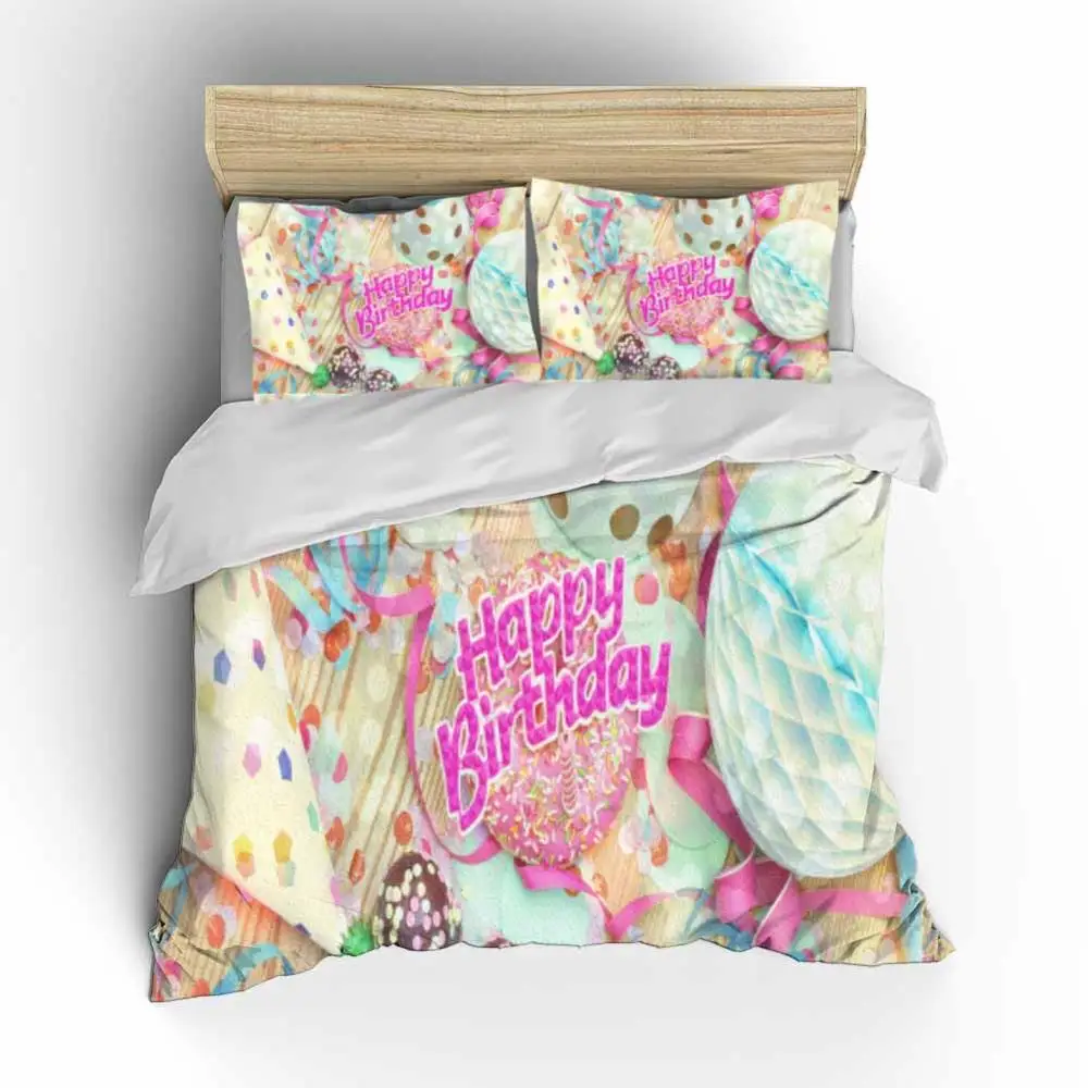 Happy Birthday Series 3D Bedding Set Gift Comforter Cover Single Double Full Queen King Size Chocolate Home Quilt Custom | Дом и сад