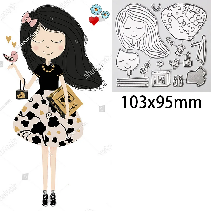 Цветочная юбка книга девочка металлическая резка штампы ридеры кукла-птичка