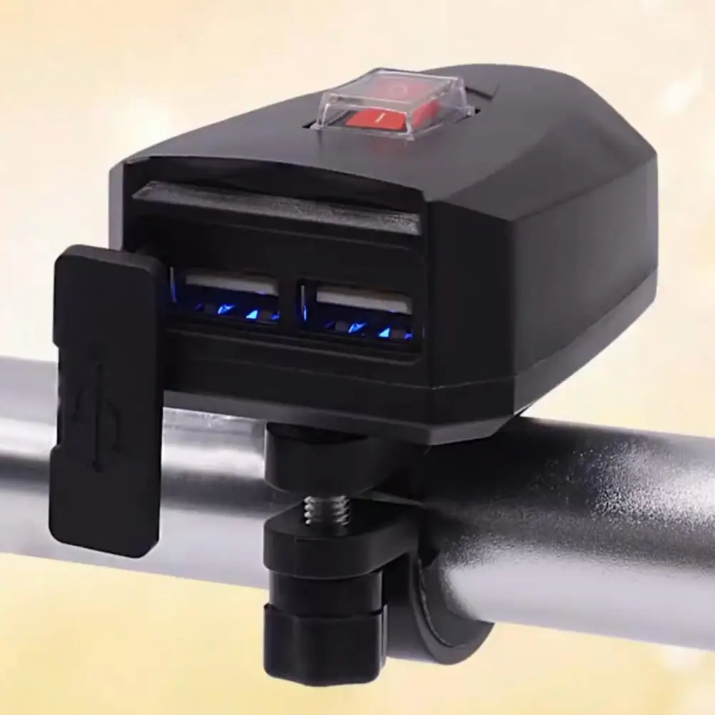 

Compact Excellent Motorbike Dual USB Phone Charger Black USB Charger Modified for Tablets