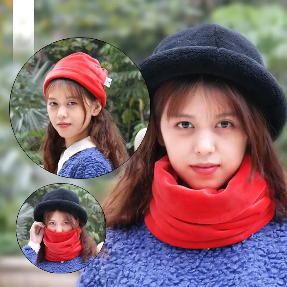 2 in 1 Unisex Winter Infinity Hat Scarf knit Neck Warmer Chunky Soft Thick Circle Loop Scarves Woman Man |