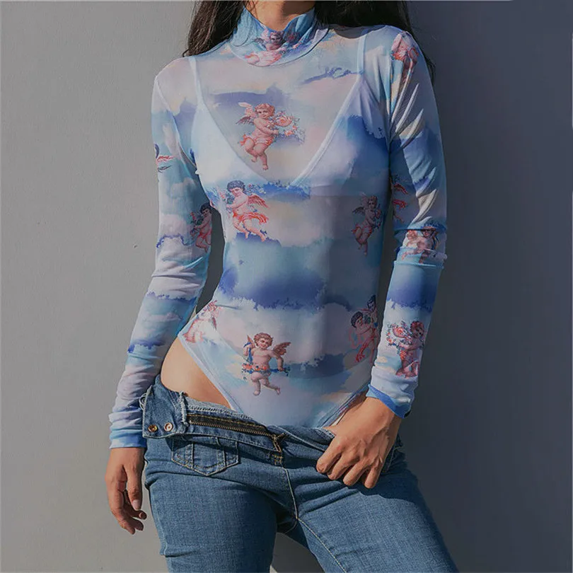 

Женский комбинезон с длинным рукавом, с принтом ангела