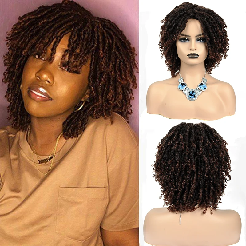 

Goddess Faux Locs Crochet Hair Wig Long Dread lock Wigs for Black Women Natural Synthetic Crochet Curly Locs Braided Wigs Brown