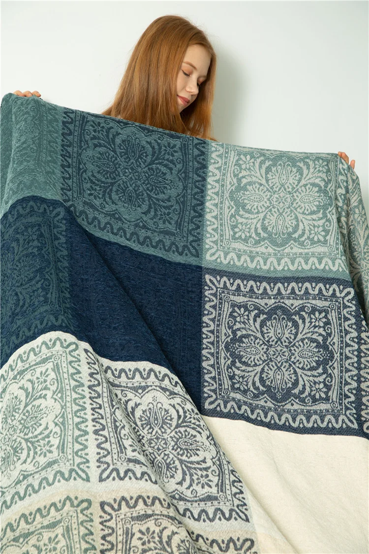 Mediterranean American chenille sofa cushion Colorful Bohemian Chenille Plaids Sofa Large Cobertor Blanket With Tassel | Дом и сад