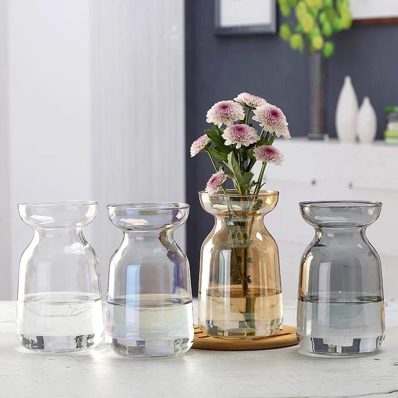 Цветочная ваза для украшения стола стеклянная гостиной настольные ручной работы