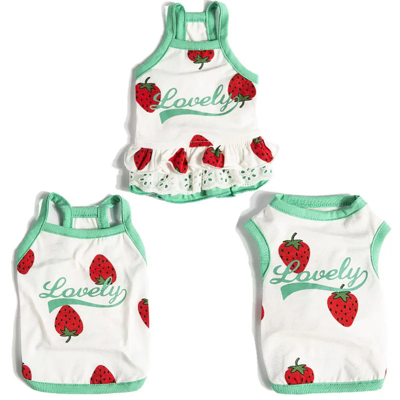 

Strawberry Pet Clothes Summer Dog Dress Suspender Vest Skirt Tshirt Pet Cat Dresses XXS-3XL Puppy Small Large Dog Clothes Summer