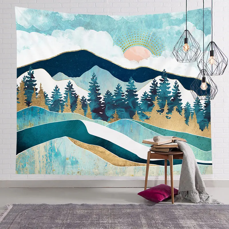 

Chinese Style Tapestry Landscape Scenery Hanging Tapestries Wall Art for Home Deco Living Room Bedroom Wall Art Multiple Sizes