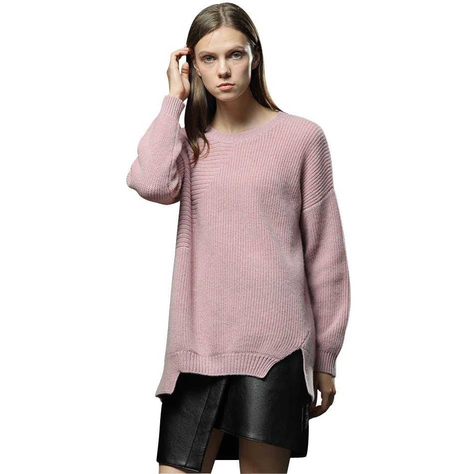 RONGFANGZI Inner Mongolian Cashmere Sweater Women Round Neck Dropped Shoulder Beautiful Trim Winter Thick 3.5 Gauge Knit Slava