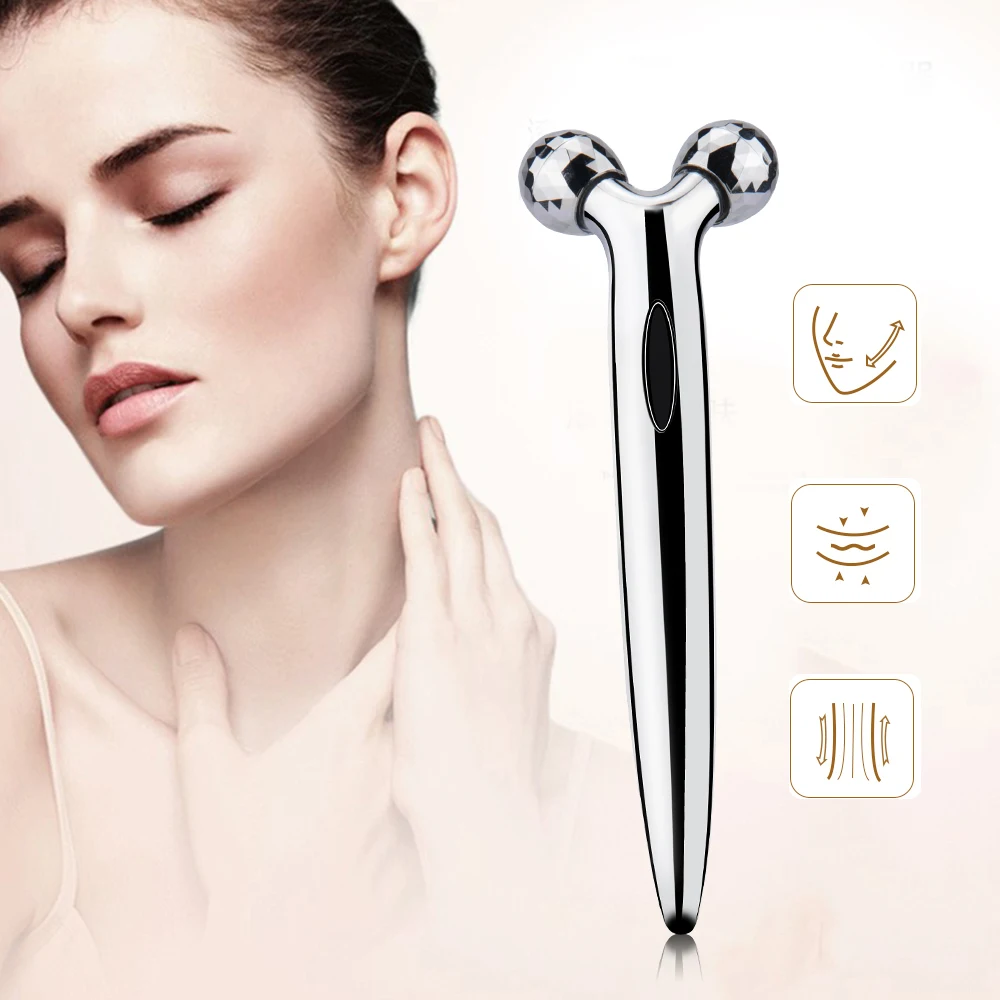 Энергетическая красота бар для похудения лица ролик лицо 24K золото вибрации