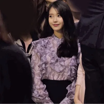 Lee Ji Eun IU фиолетовая шифоновая рубашка с длинными рукавами Футболка для
