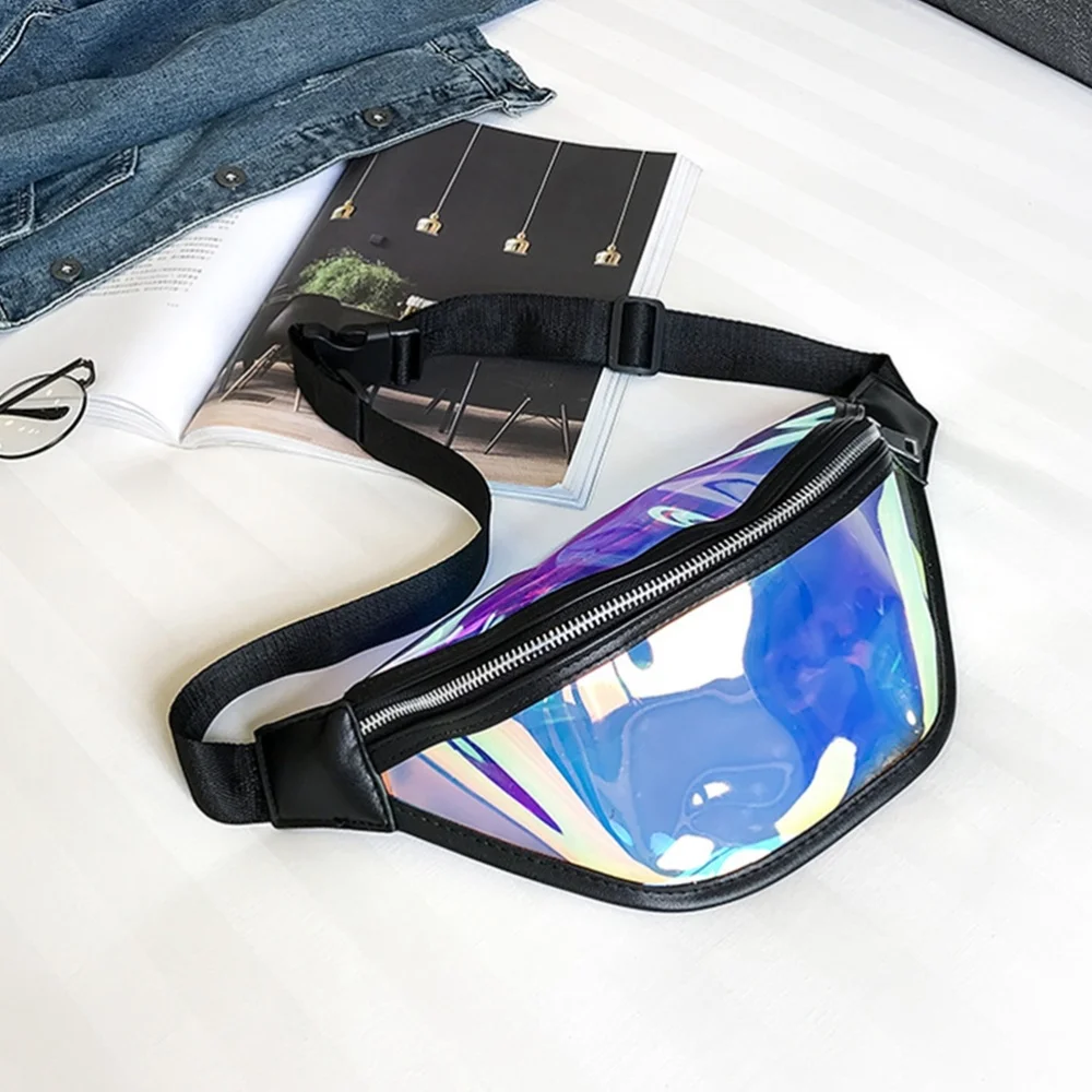 

Shiny Wasit Bag Fashion Reflective Chest Bag Outdoor Sports Travel Bags (White)