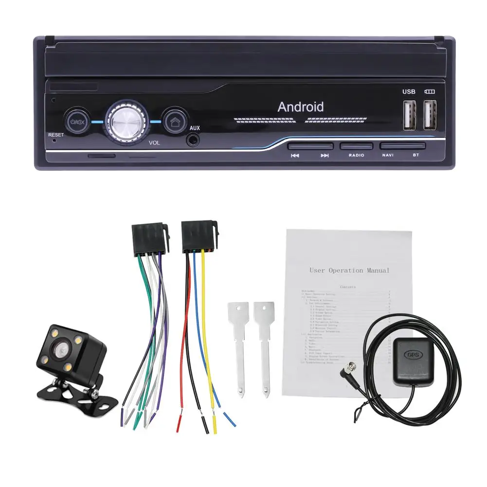 Автомагнитола 7 дюймов 1 Din 1080P HD сенсорный экран Android 8 GPS навигация карта России и