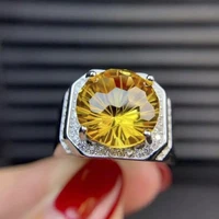 elegant silver color inlaid yellow crystal zircon rhinestone alloy female ring for women party wedding jewelry accessories