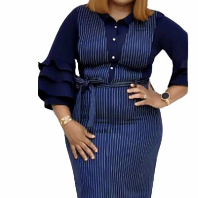 2020 летнее элегантное Африканское женское платье с круглым вырезом размера плюс