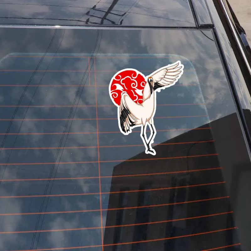 YJZT 15.5CM*12.2CM Interesting Animal Red-Crowned Crane Decor Car Sticker PVC C29-1270 | Автомобили и мотоциклы