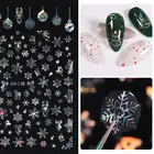 3D наклейки для ногтей Серебряная блестящая Снежинка Лось зимняя Рождественская елка Слайдеры для ногтей маникюр на Рождество дизайн ногтей