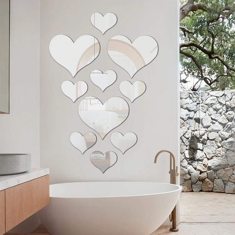 DIY сердце любовь логотип настенное зеркало наклейки в скандинавском стиле для