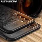 Ударопрочный чехол KEYSION для Samsung S21 FE S21 Ultra 5G, кожаная текстура, Мягкая силиконовая задняя крышка телефона для Galaxy S21Fan Edition