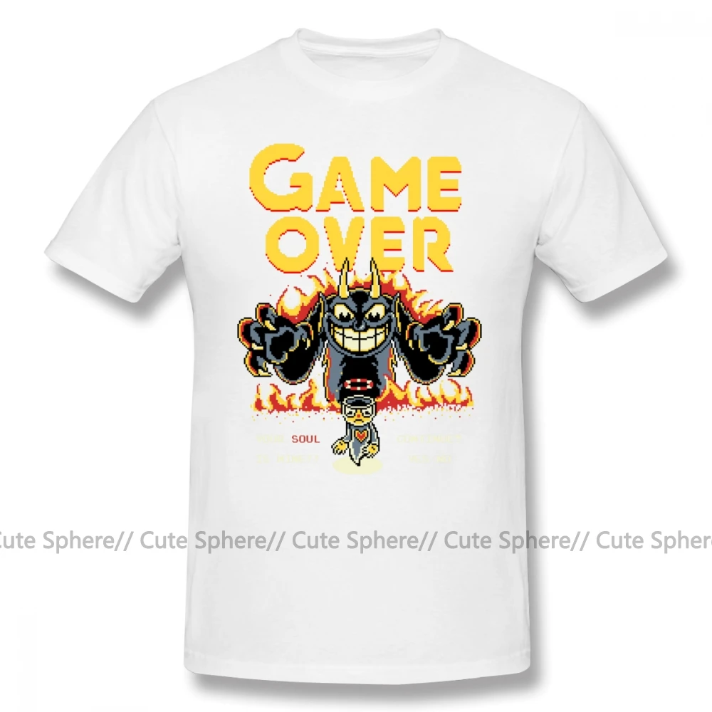 Cuphead футболка с надписью «Your Soul Is Mine», Пляжная футболка 6xl, футболка с забавным принтом, 100 хлопок, Мужская футболка с коротким рукавом - Цвет: White