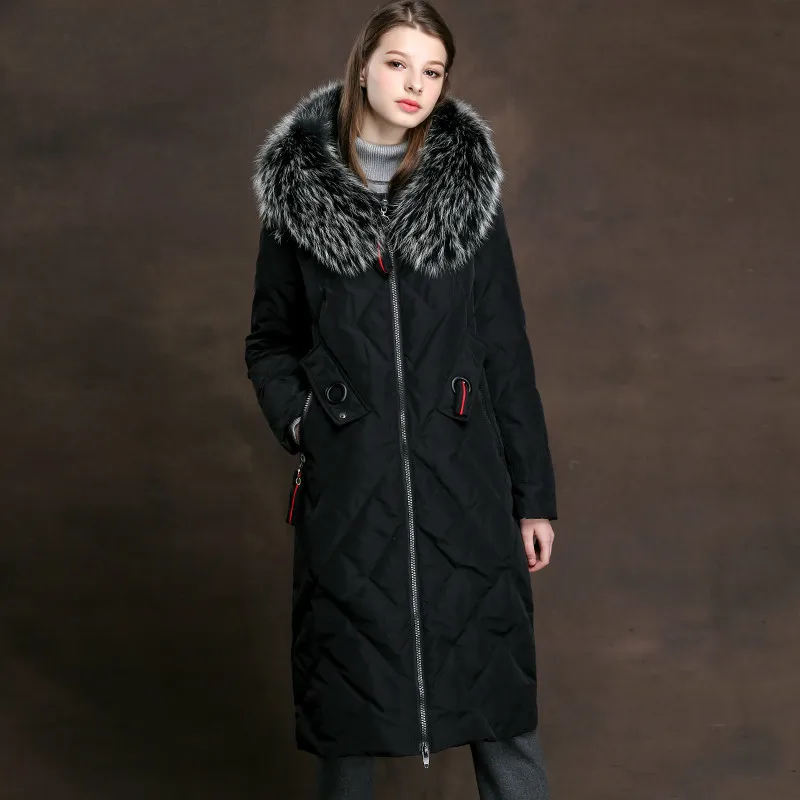 Женская куртка с воротником из лисьего меха корейский женский пуховик