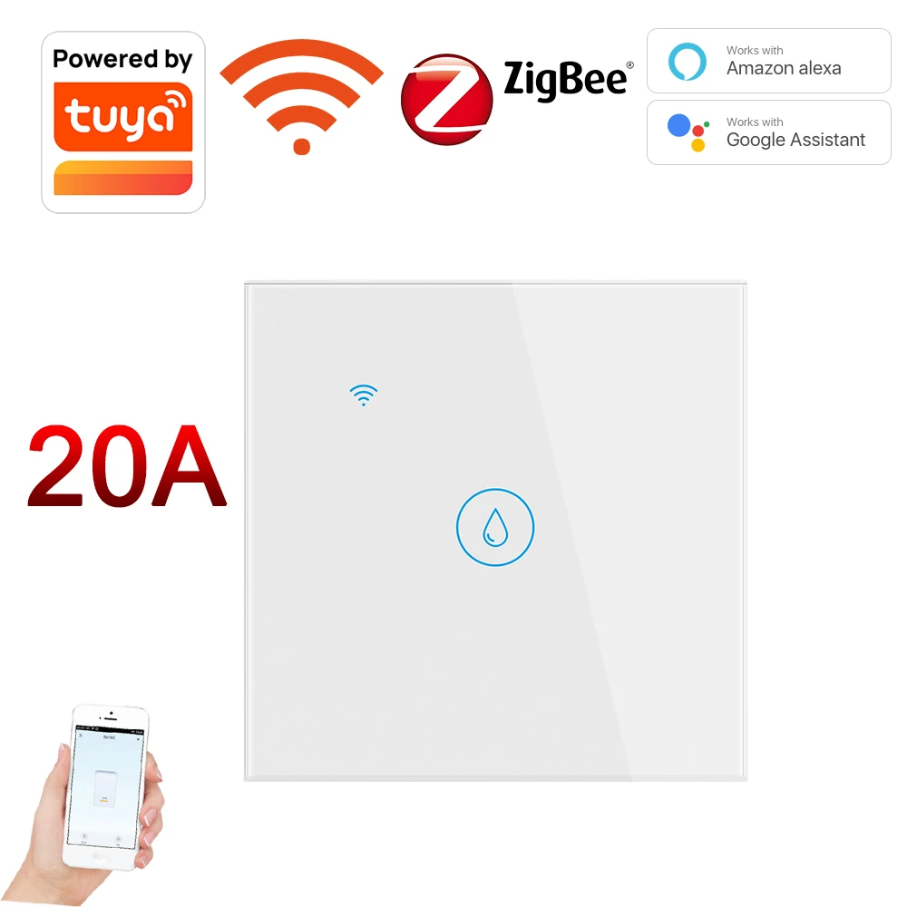 

Tuya Wifi/Zigbee Smart Boiler Smart Switch Water Heater Switches Voice Remote Control Touch Panel Timer work alexa google home