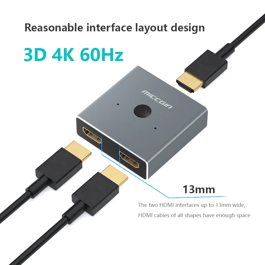 NEW 4K HDMI Switcher 1x2 Mini 1 IN 2 OUT Wire Control HD 2.0 For XBOX 360 PS4 Smart Android HDTV Switch Adapter Spliter MICCGIN