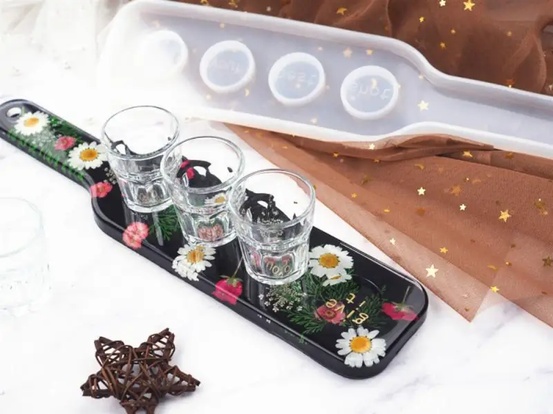 

Silicone Shot Glass Serving Tray Mold DIY Wine Holder Silicone Epoxy Casting Mold For DIY Craft Wine Beer Glasses Serving Tray