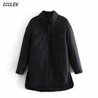 jackets womens parkas coats mujer oversize long coat long sleeves black loose overcoats vintage overshirts turn down collar trf