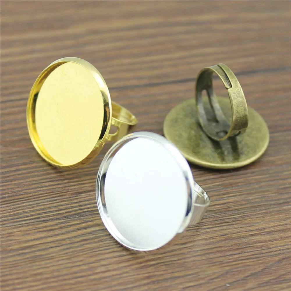 

5pcs 3 Colors Fit 25mm Round Cabochon Copper Material Adjustable Ring Settings Base/Blank Bezels