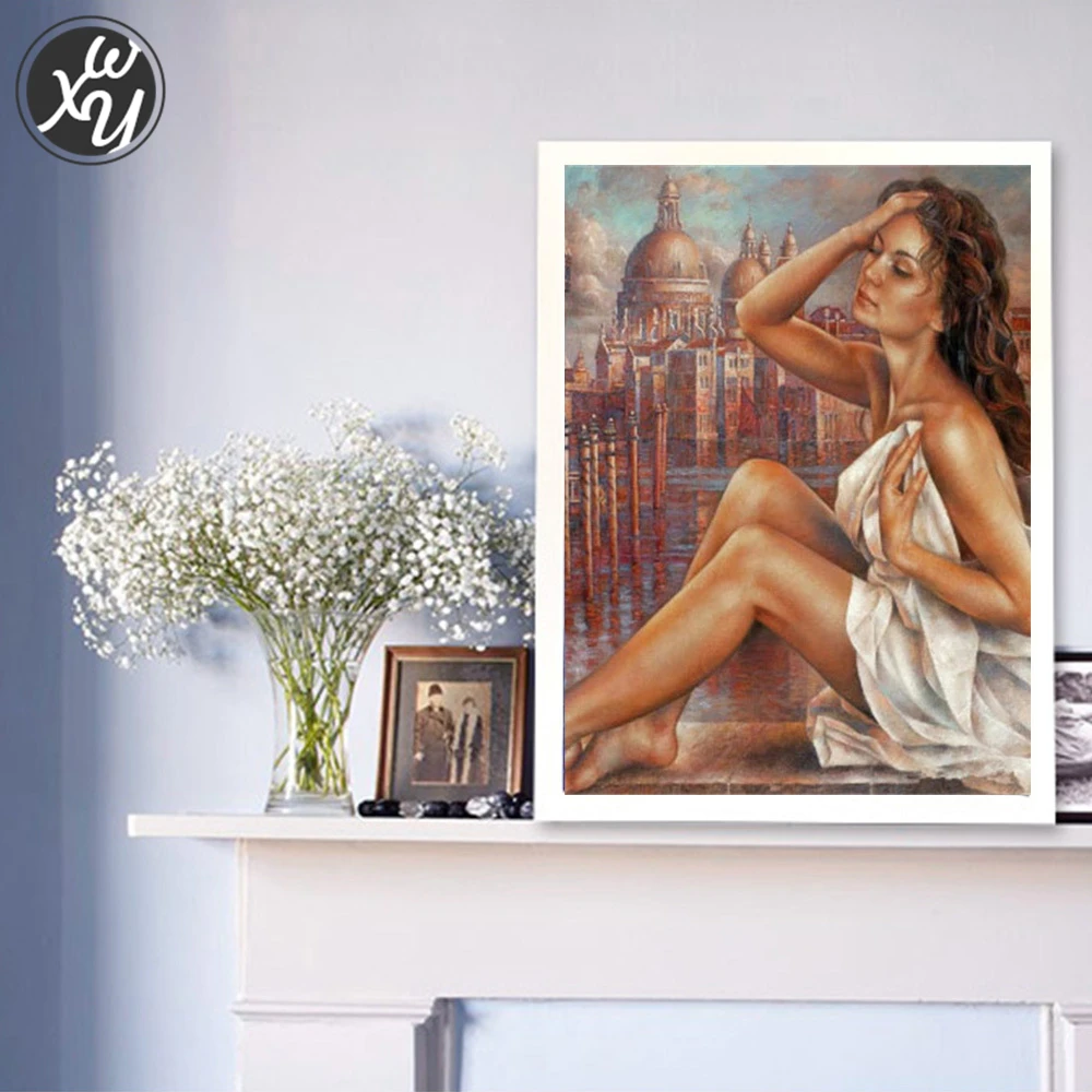 Алмазная живопись Стразы сделай сам вышивка сексуальной леди круглая квадратная