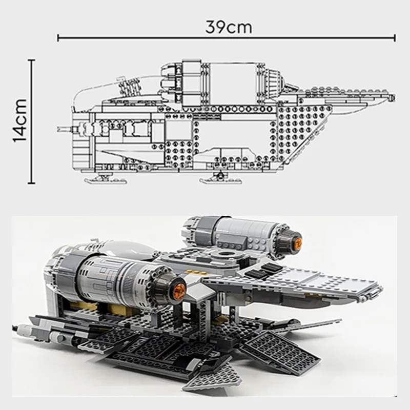

Star Plan Mandalorian Razor Crest Spacecraft Building Blocks Bricks Model Spaceship Kids Education Birthday Christmas Gift Toys