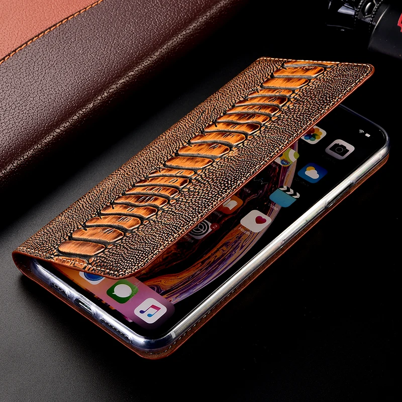 

Genuine Leather Ostrich Case For Huawei Honor View 8 9 10 20 Note V9 V10 V20 V30 P10 P20 P30 Lite Plus Pro Flip cover capa shell