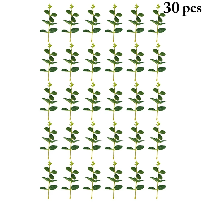 

30PCS Artificial Eucalyptus Stems DIY Lifelike Faux Greenery Decor Faux Green Leaves Desk Ornaments Wedding Party Home Decor