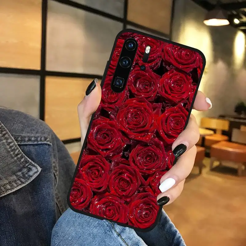 

Beautiful red rose flower Phone Case Funda For Huawei P9 P10 P20 P30 Lite 2016 2017 2019 plus pro P smart